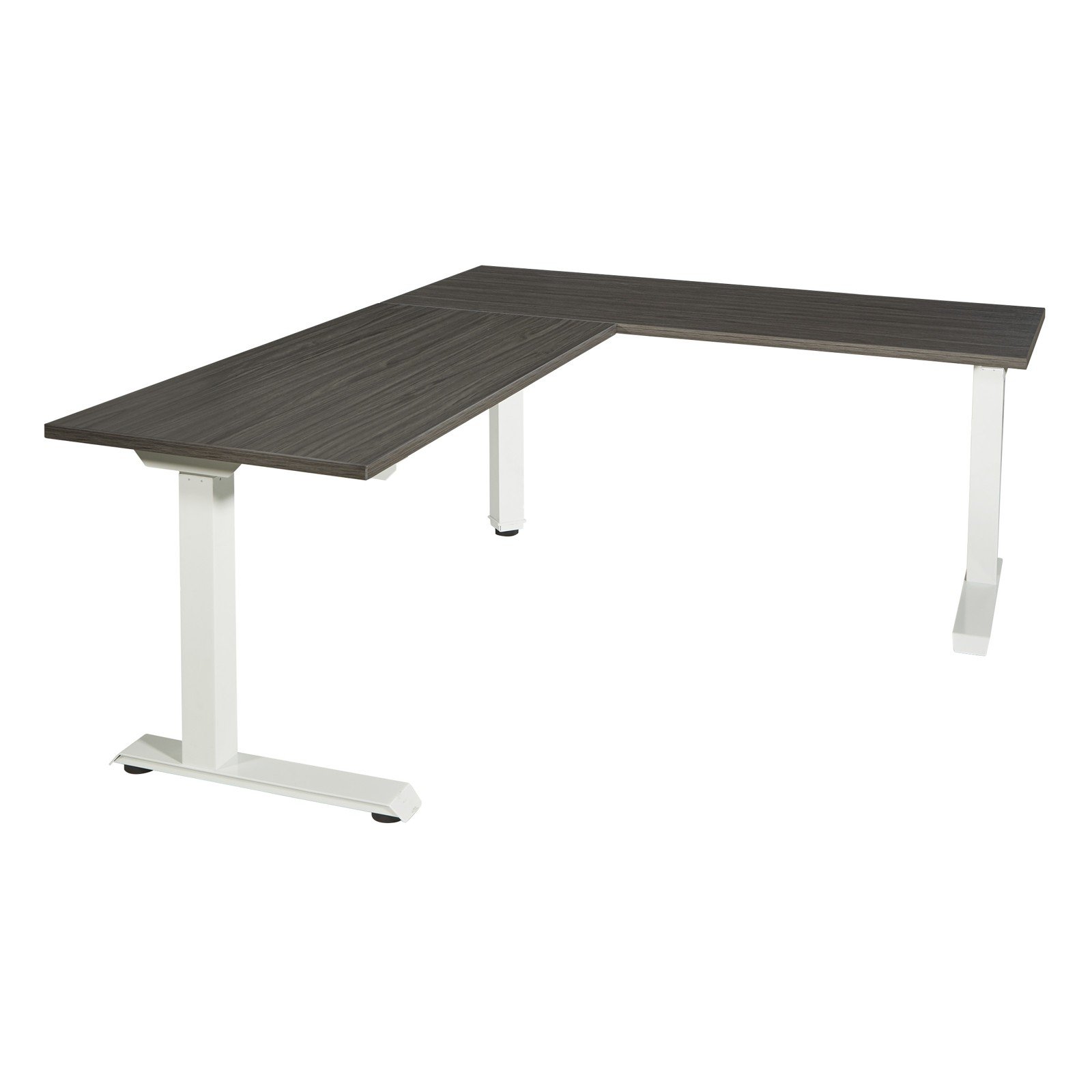 Office Star Ascend II 60 x 72 L-Shaped Electric Sit-Stand Desk - Slate Grey Top / White Base
