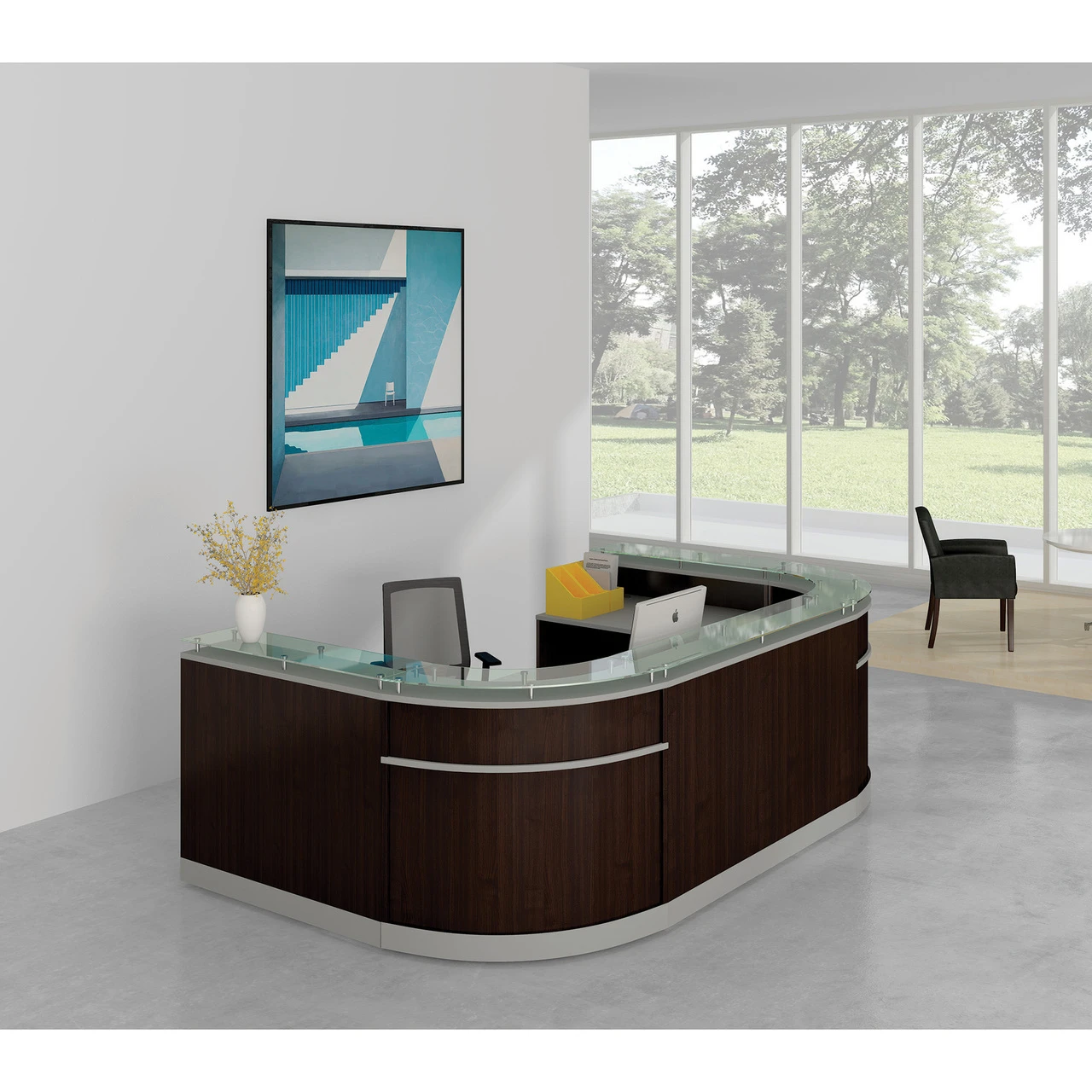 Cosmo U-Shape reception desk Cordova Brown.png