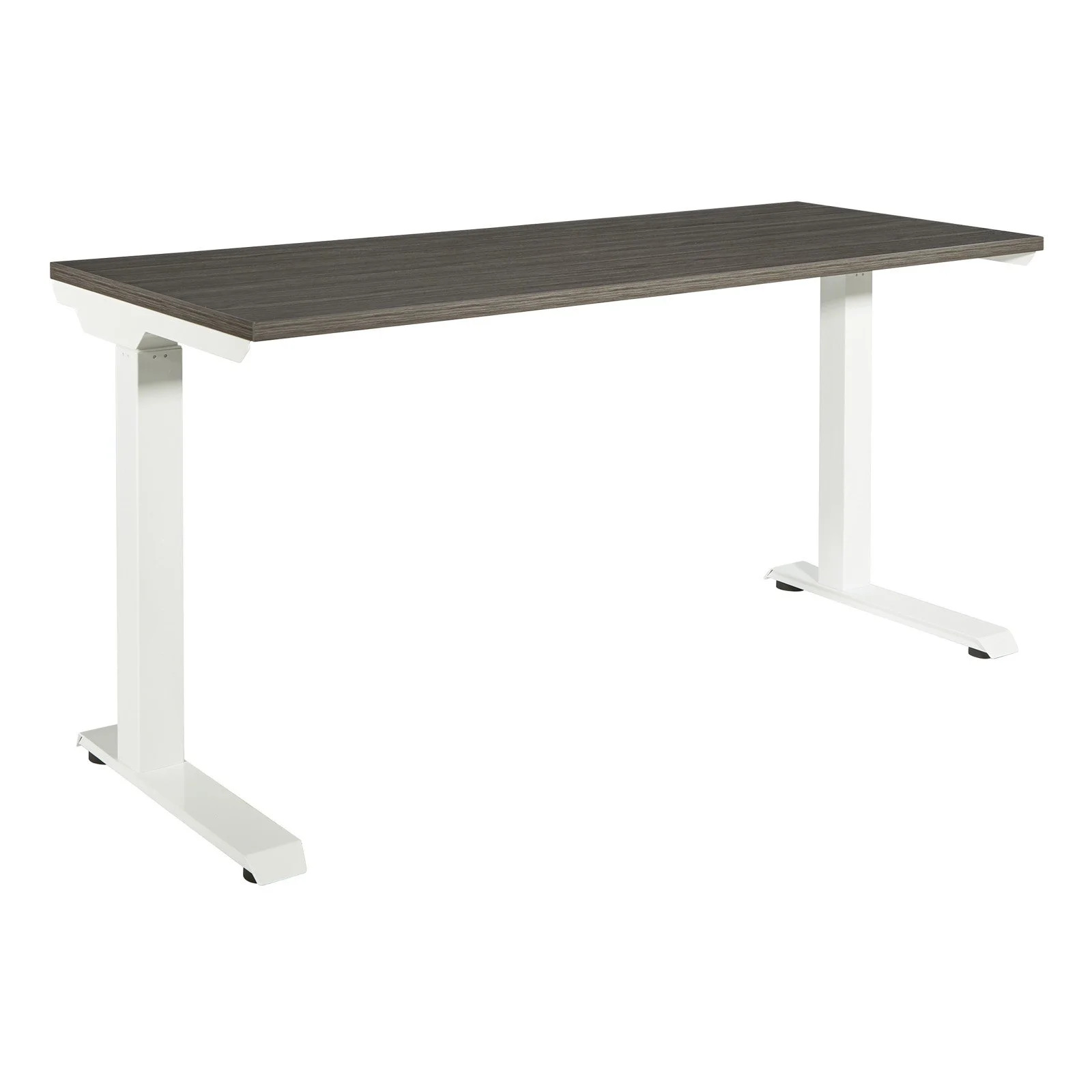 Office Star Ascend II 2-Stage 60"x24" Sit/Stand Electric Height-Adjustable Table, Slate Grey Top / White Base