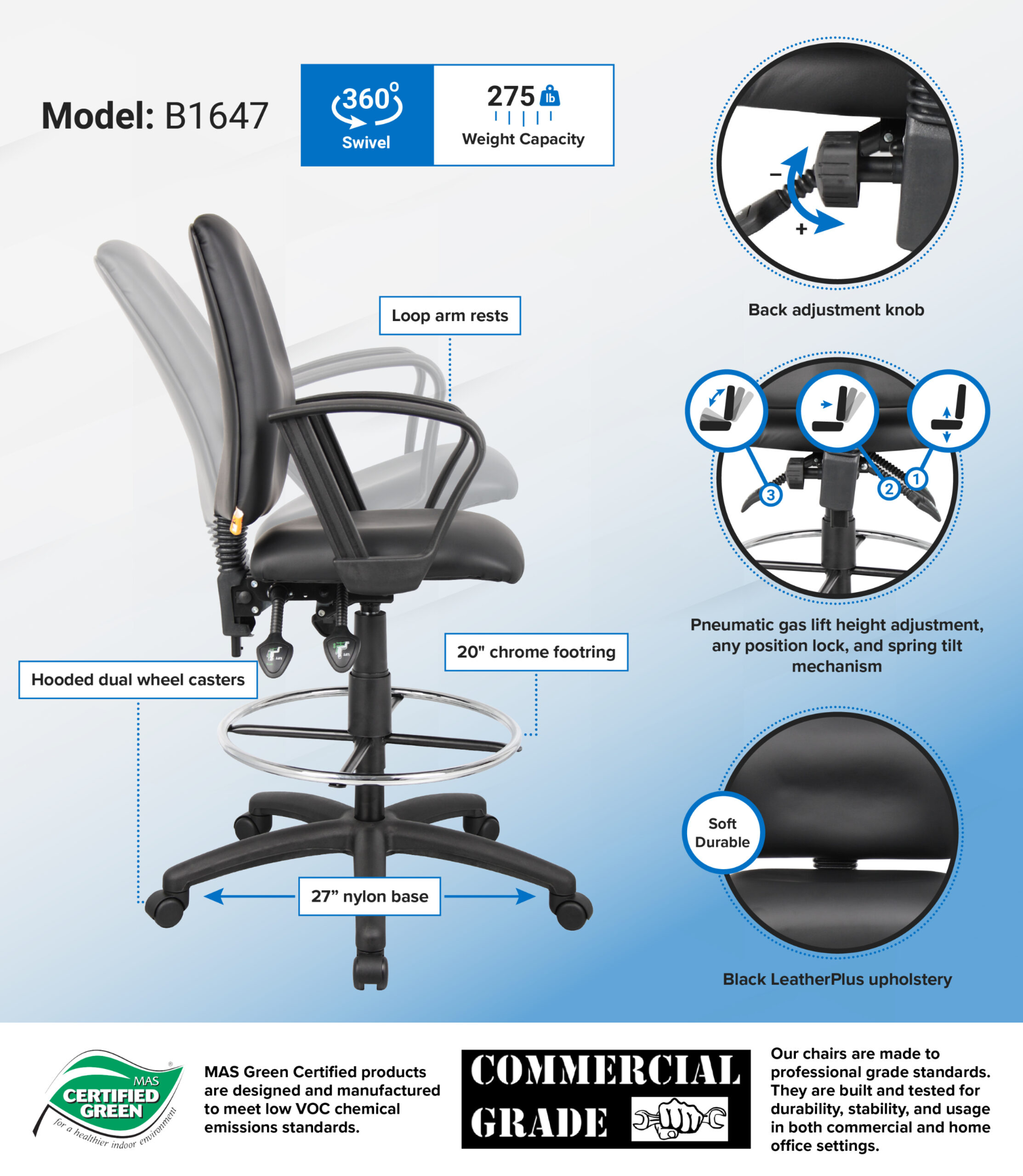 LeatherPlus Drafting Stool W Loop Arms 4.webp