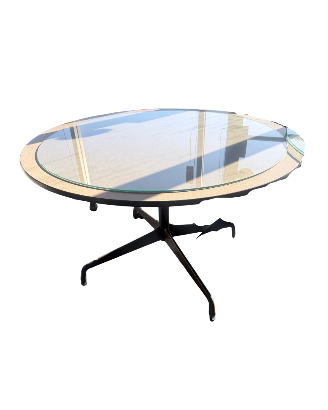 Used Round Glass Conference Table with Black Metal Base.png