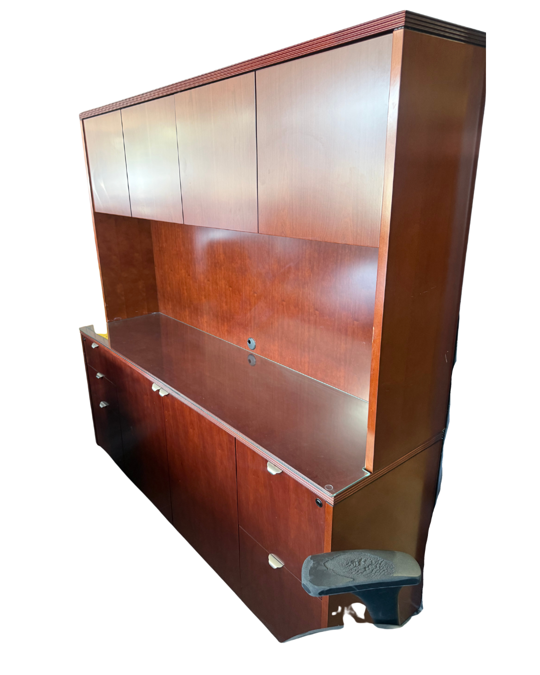 Used White Reception Desk with Transaction Counter & Drawer Pedestal.png