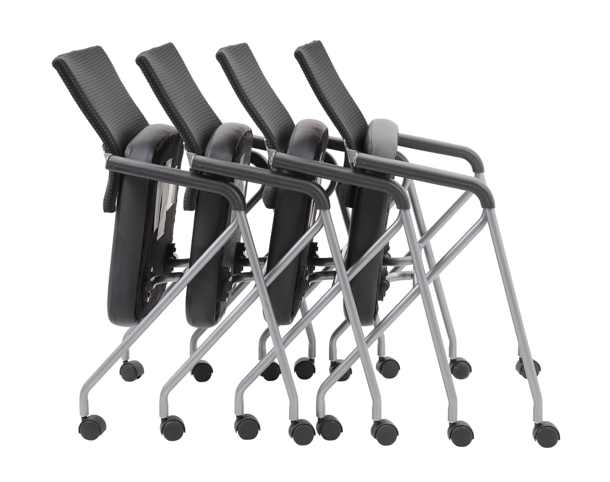 Boss Black Mesh Training Chair With Pewter Frame,2 In A Box 2.webp