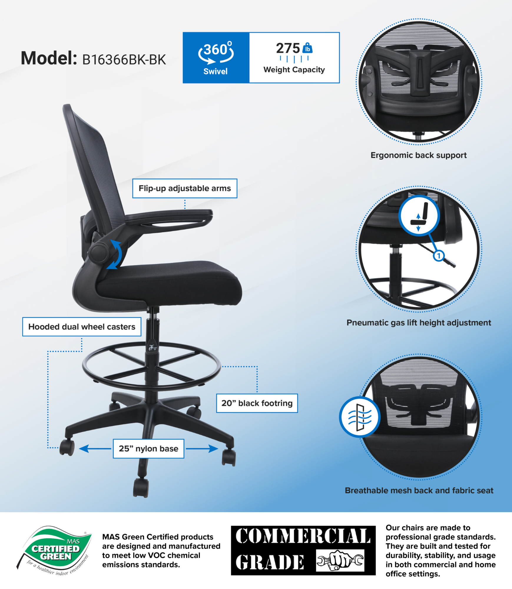 Boss Black Mesh, Flip Arm, Stool 4.webp