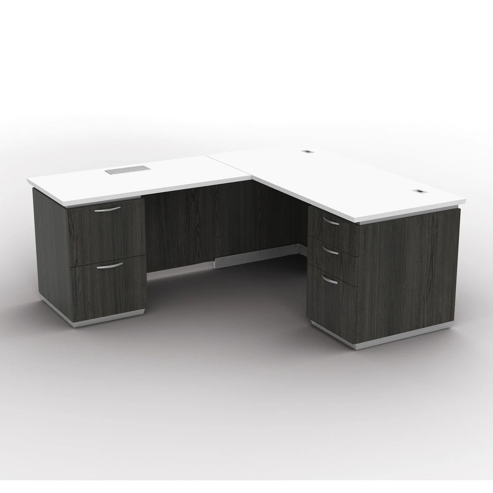 Office Star Tuxedo 66 x 78 L-Shaped Desk with Return - White Top / Slate Grey Base