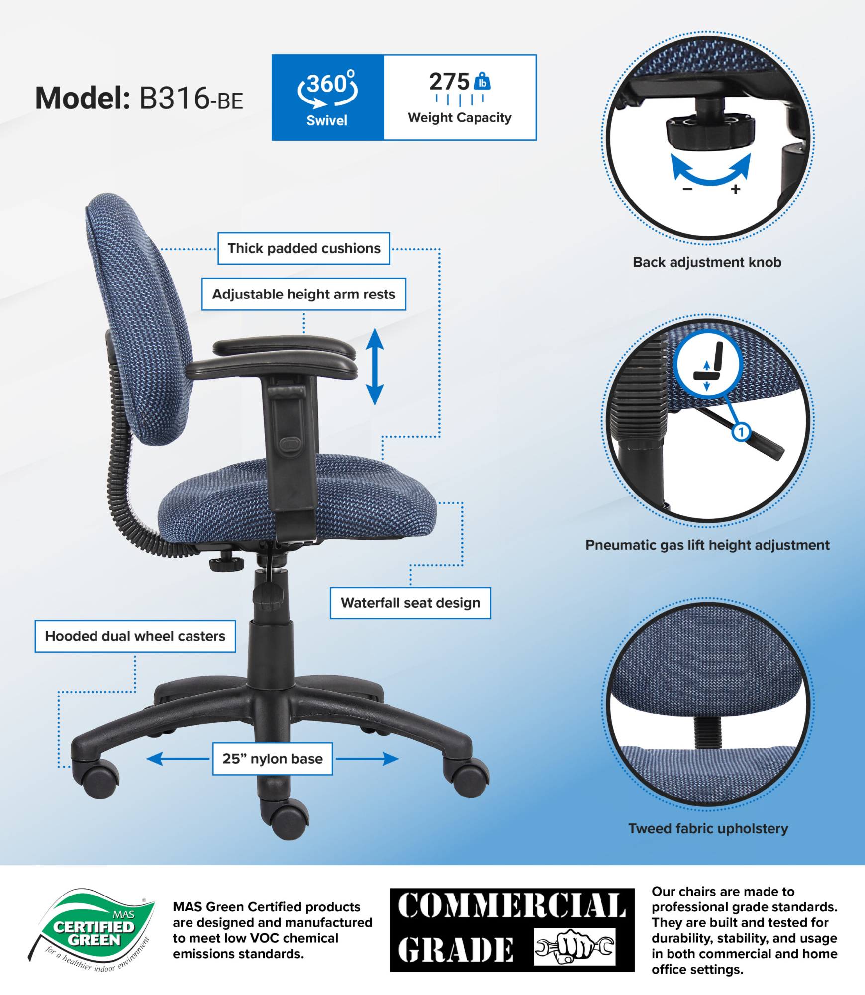 Boss Blue  Deluxe Posture Chair 4.webp