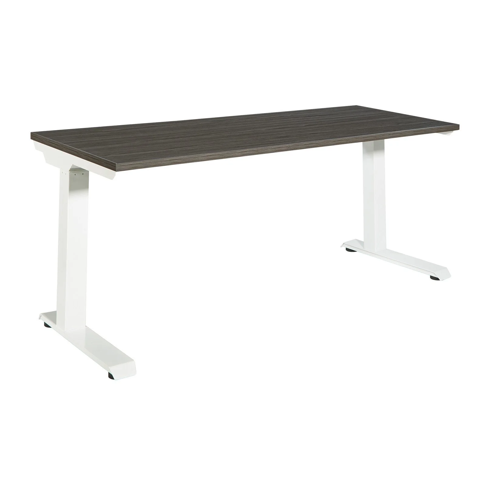Office Star Ascend II 3-Stage 60"x24" Sit/Stand Electric Height-Adjustable Table, Slate Grey Top / White Base