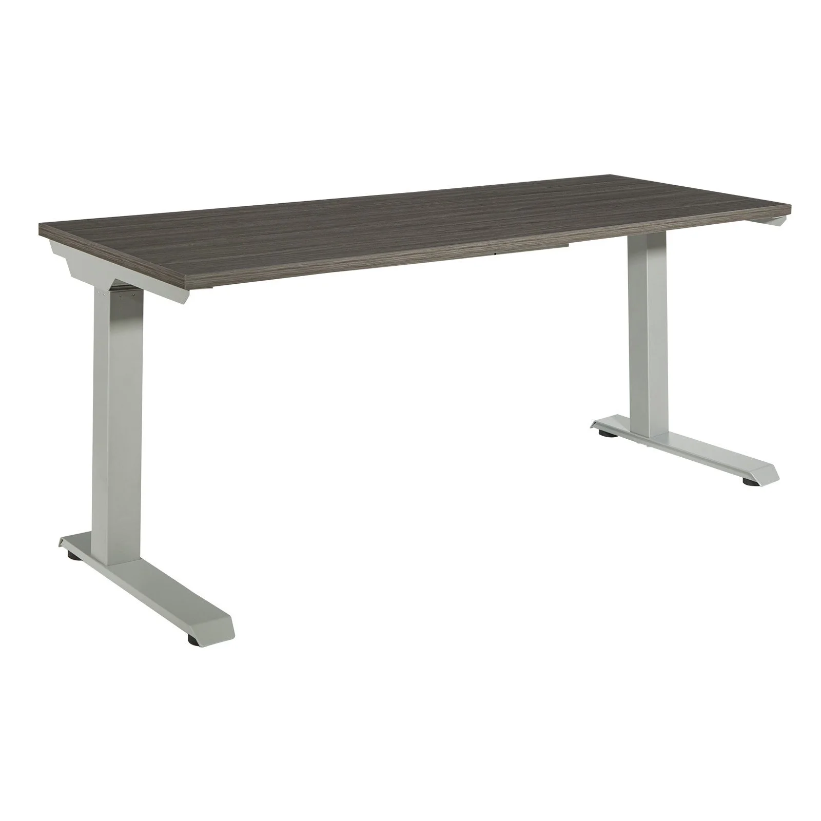 Office Star Ascend II 3-Stage 60"x24" Sit/Stand Electric Height-Adjustable Table, Slate Grey Top / Silver Base