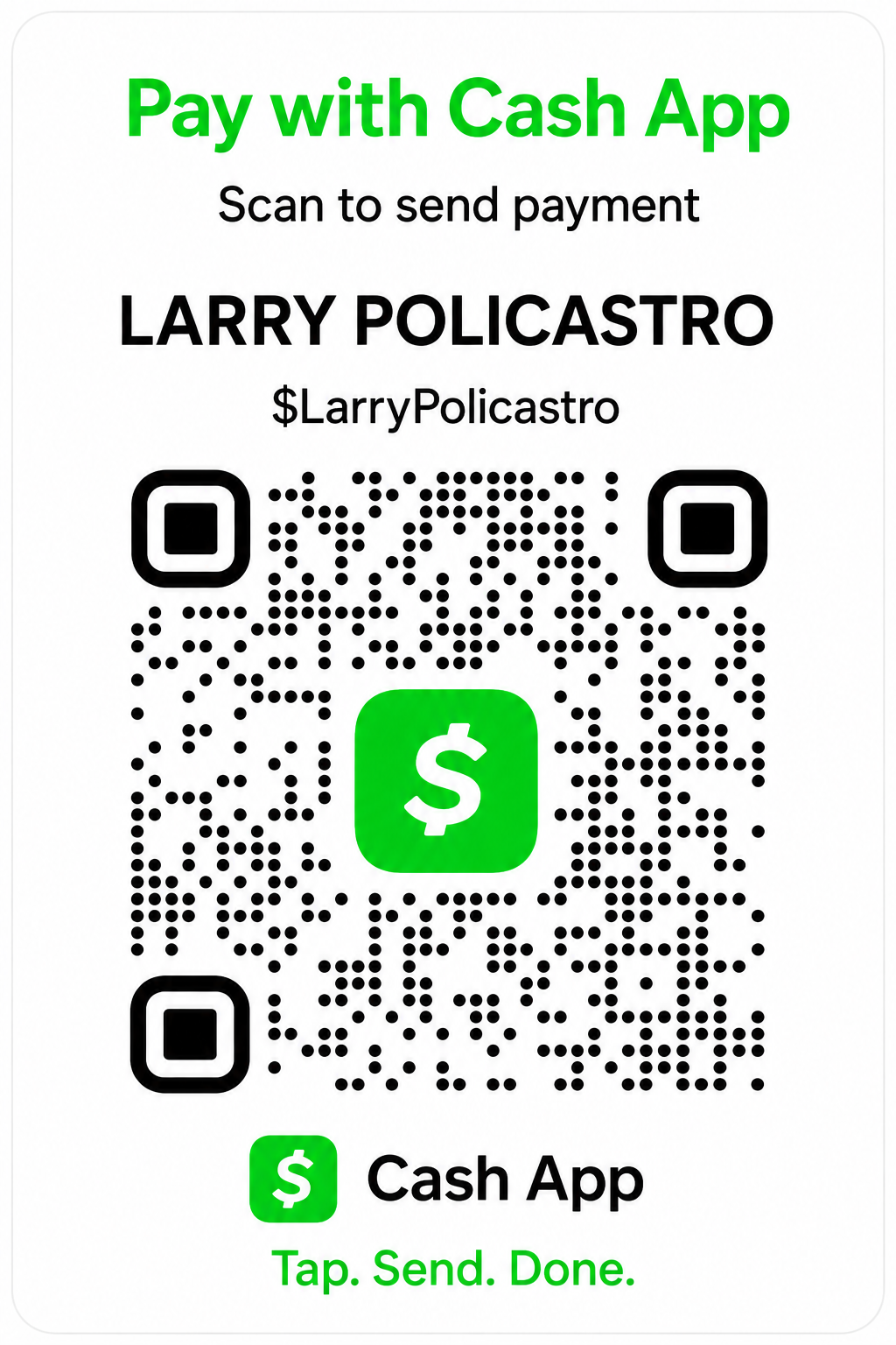 Cash App payment QR code for Hillside Associates client payments.