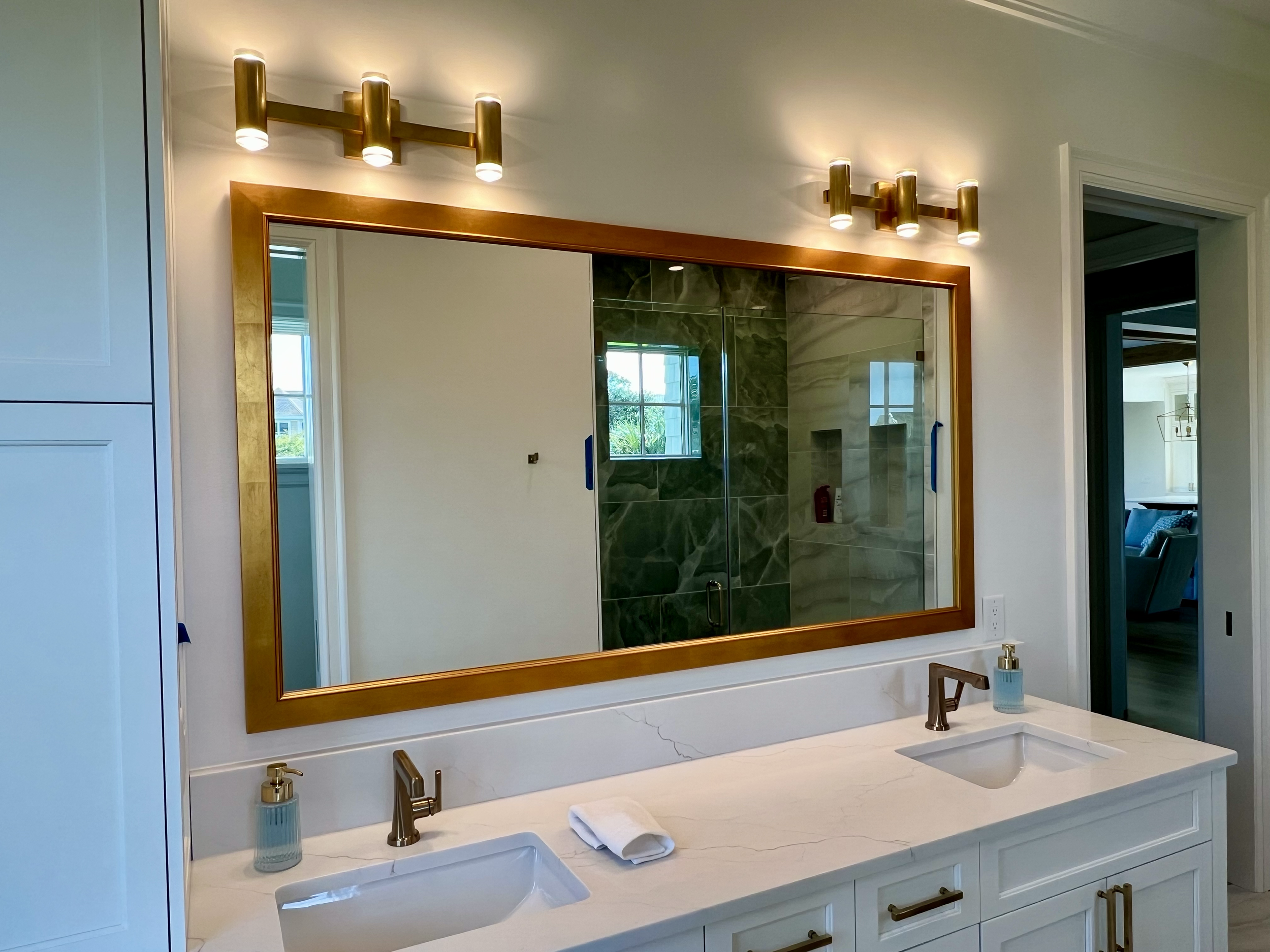 Seabrook Large Heavy Mirror on Pocket Door Wall