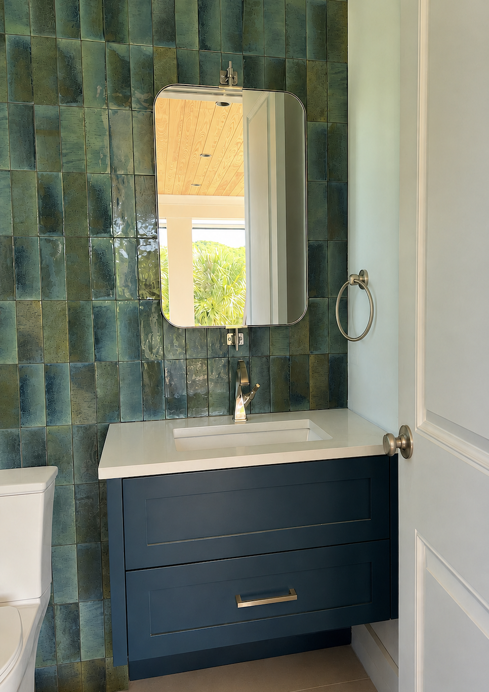 Seabrook Pool Bathroom Mirror on Tile