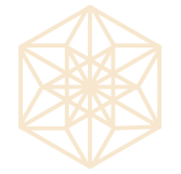 A white geometric star design on a black background