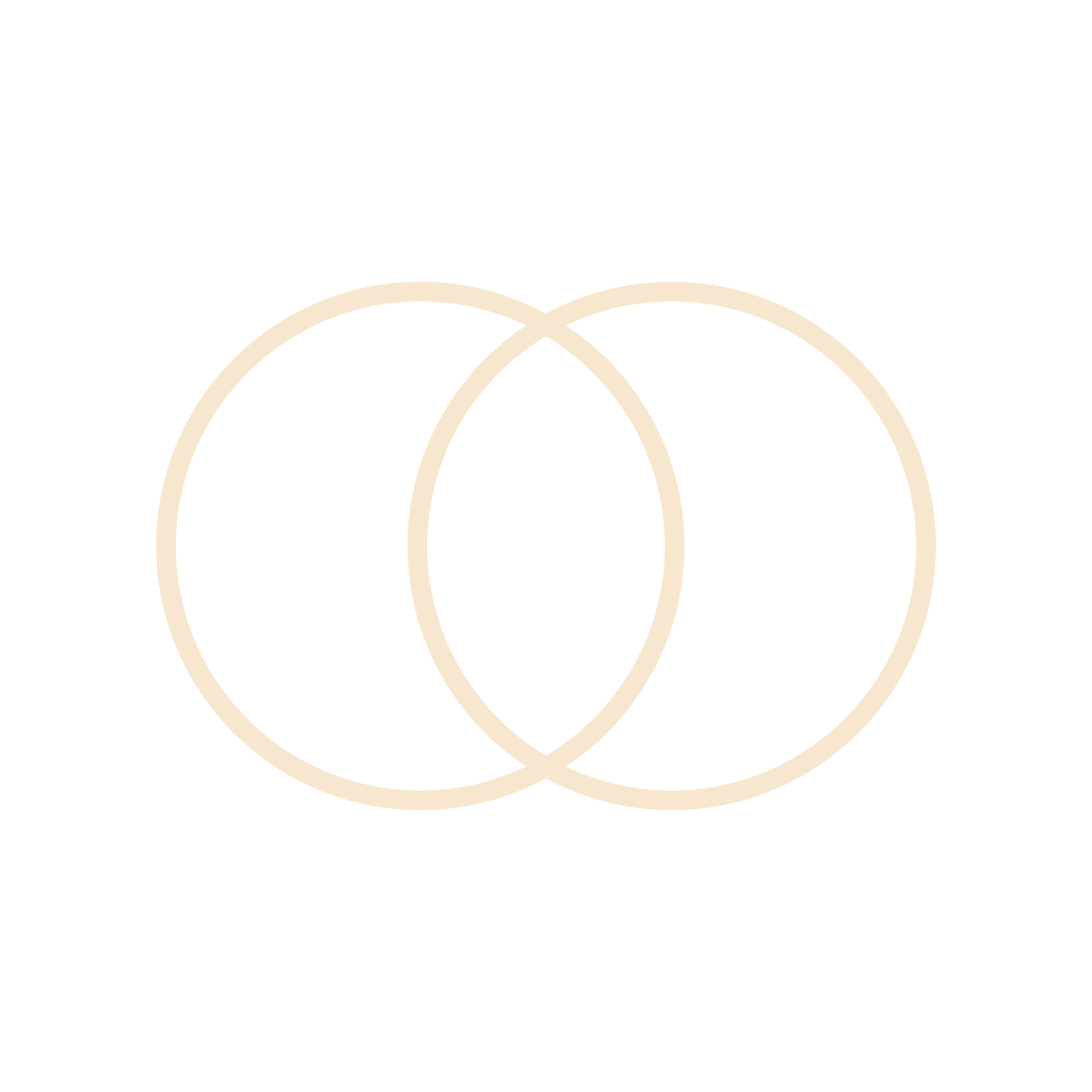 Two beige interlocking circles on a black background.