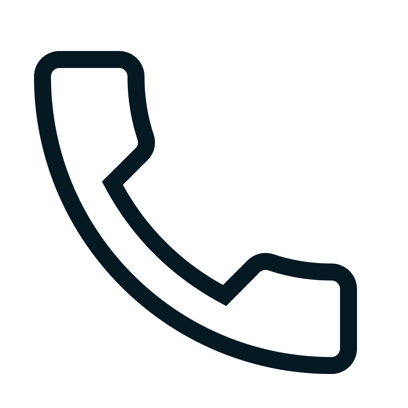 Outline of a classic telephone receiver in black.