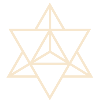 A geometric star made of interconnected lines and triangles on a black background.