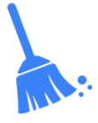 Blue broom with falling bristles.