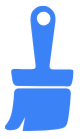 A blue map pin icon on a black background.