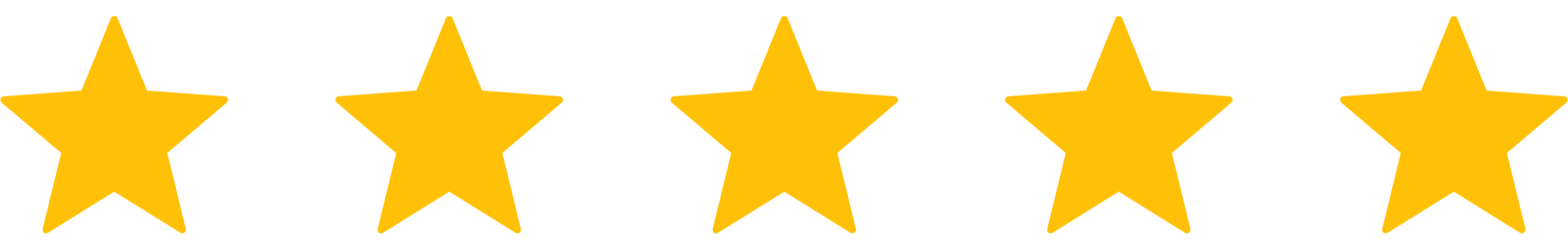 Five gold stars arranged in a horizontal row, often used to rate or rate something.