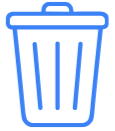 Blue trash can with lid