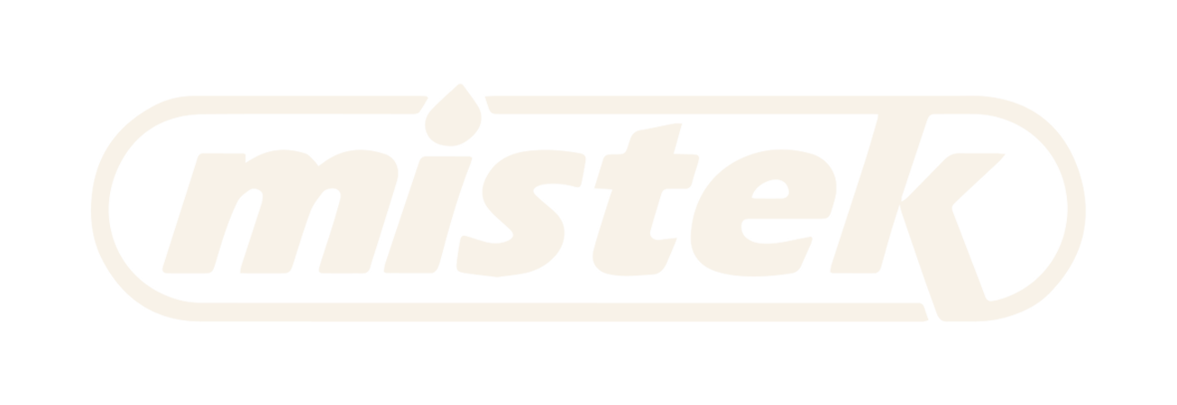 Black logo with the word 'mistek' in white lowercase letters, enclosed in a curved outline with a droplet shape above the 'i'.