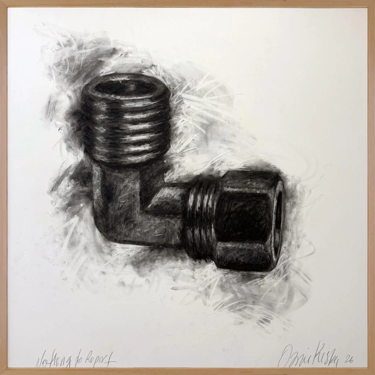 Nothing to Report  |  2026  |  40" x 40"  |  Charcoal on Panel Mounted and Sealed Archival Paper