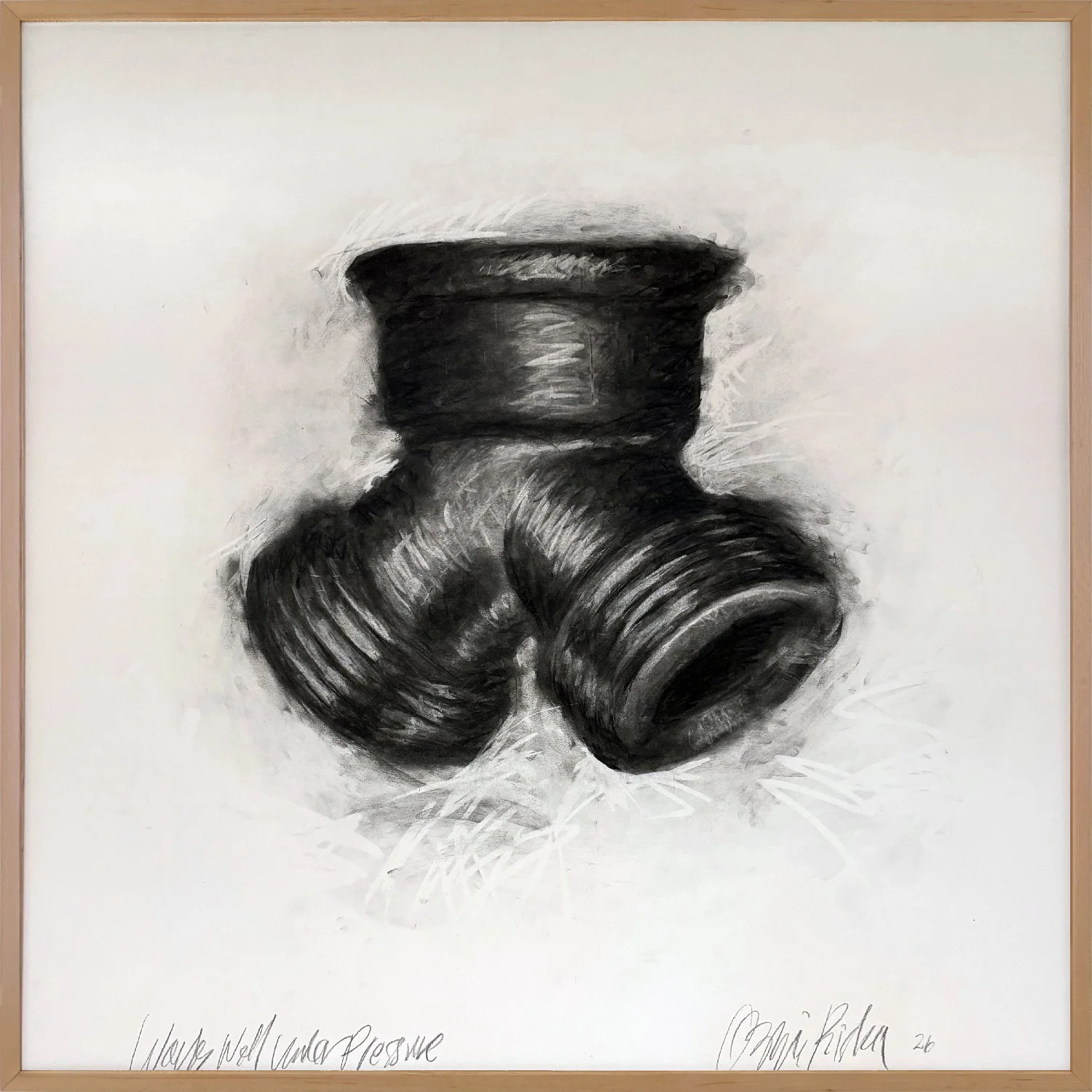 Works Well Under Pressure  |  2026  |  40" x 40"  |  Charcoal on Panel Mounted and Sealed Archival Paper
