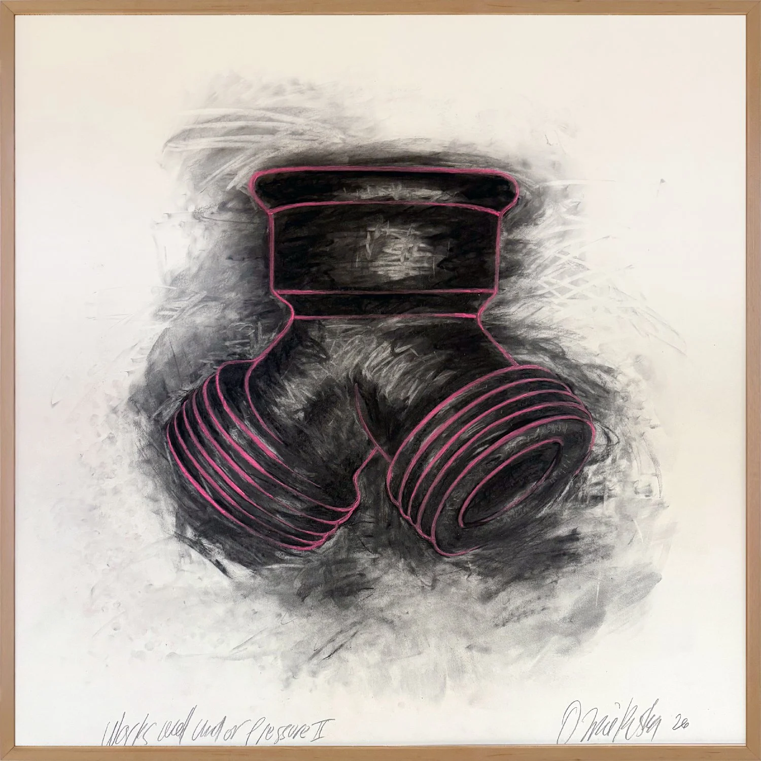 Works Well Under Pressure II  |  2026  |  40" x 40"  |  Charcoal and Soft Pastel on Panel Mounted and Sealed Archival Paper