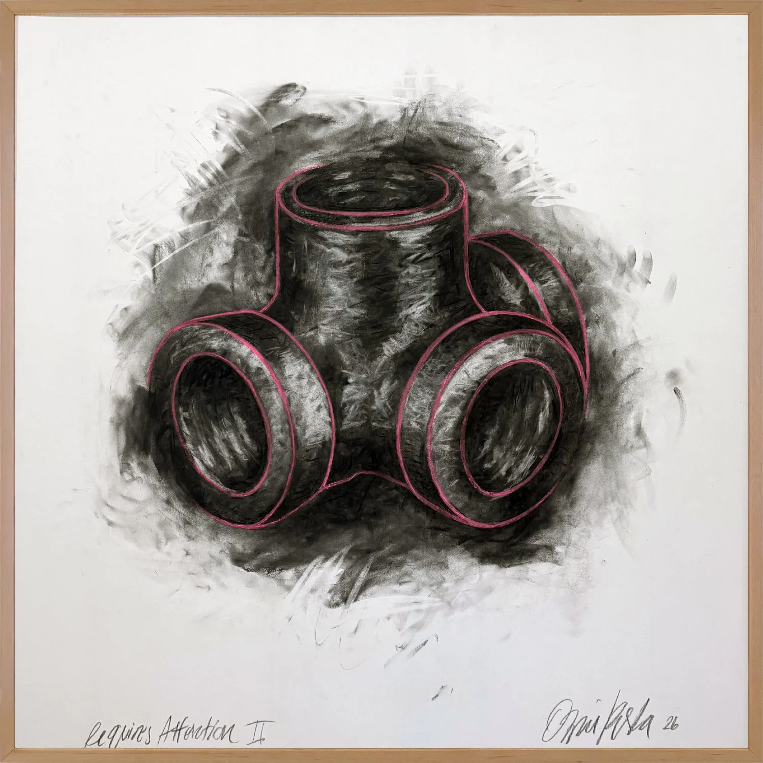 Requires Attention II  |  2026  |  40" x 40"  |  Charcoal and Soft Pastel on Panel Mounted and Sealed Archival Paper