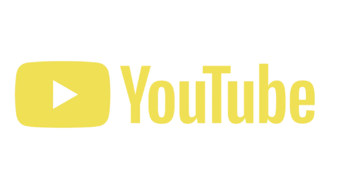 Yellow YouTube logo with a play button icon next to the word 'YouTube' in yellow text.