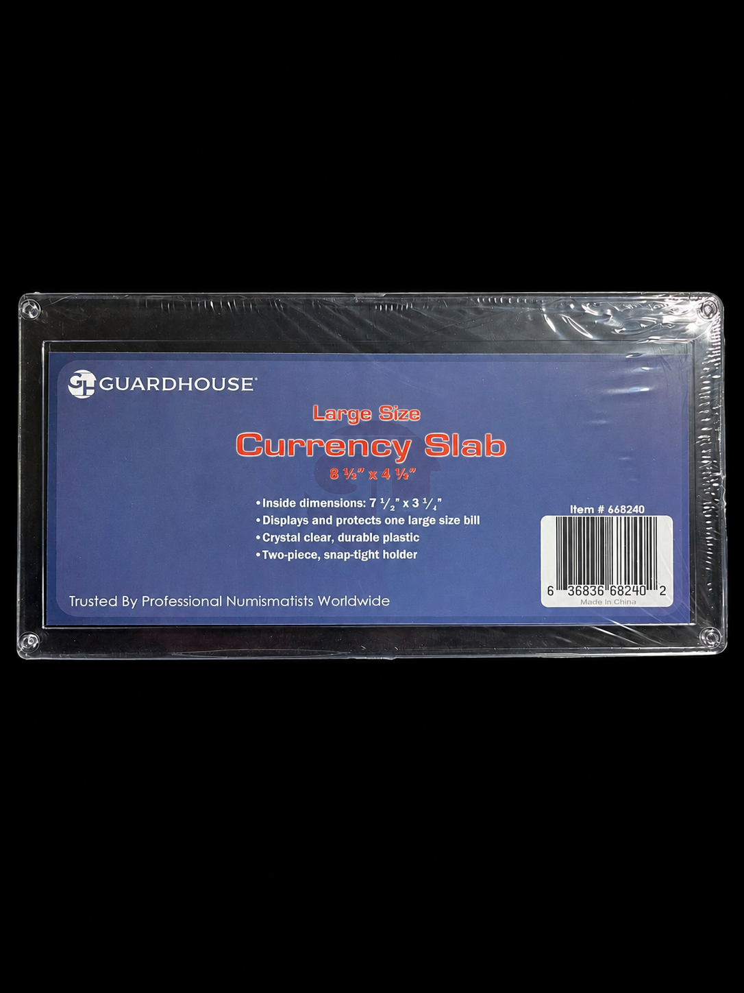 Guardhouse  Large-Sized Acrylic U.S. Currency Holder- Single holder
