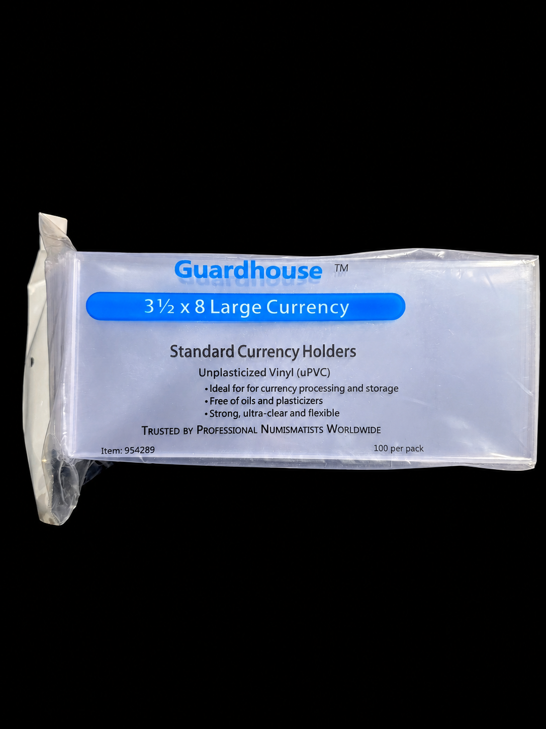 Large Currency Standard Holder - 100 Pack (7 mil)