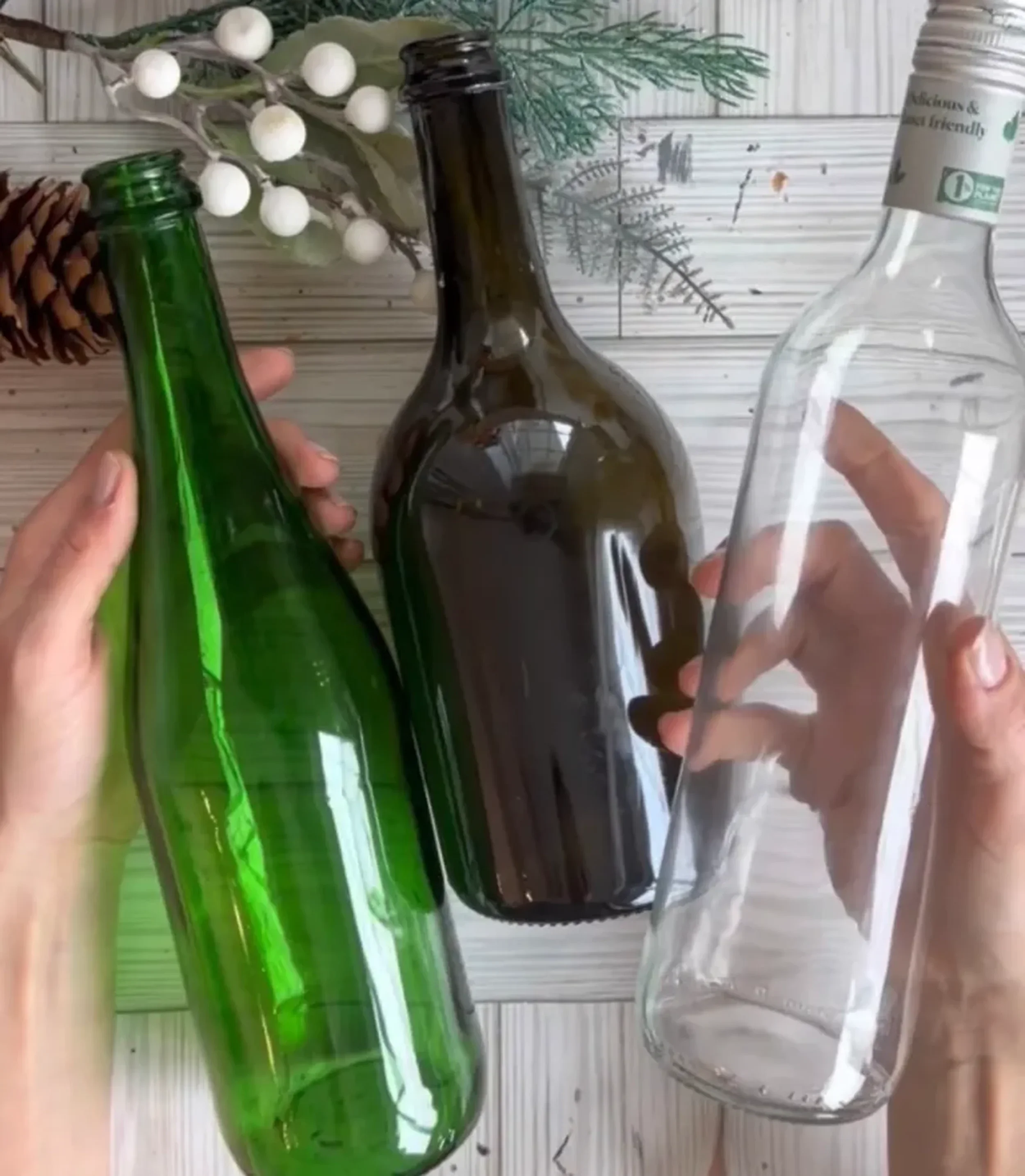 Transform wine bottles into glowing holiday decor