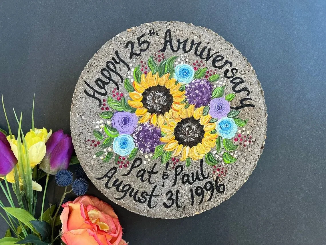 Anniversary Gift - Wildflower 50th Anniversary Garden Stone