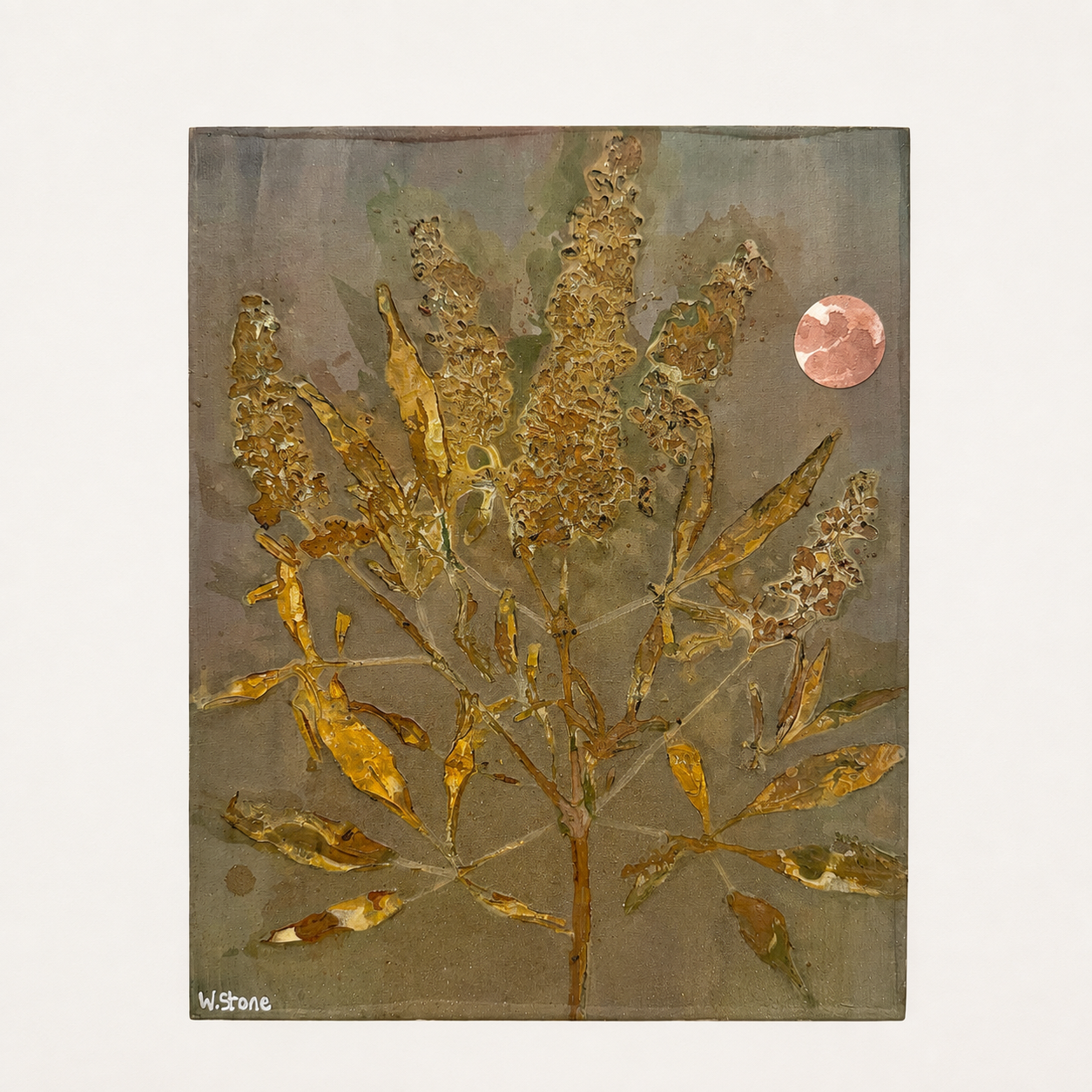 Vitex Moon| Original Botanical Painting |10x10x2