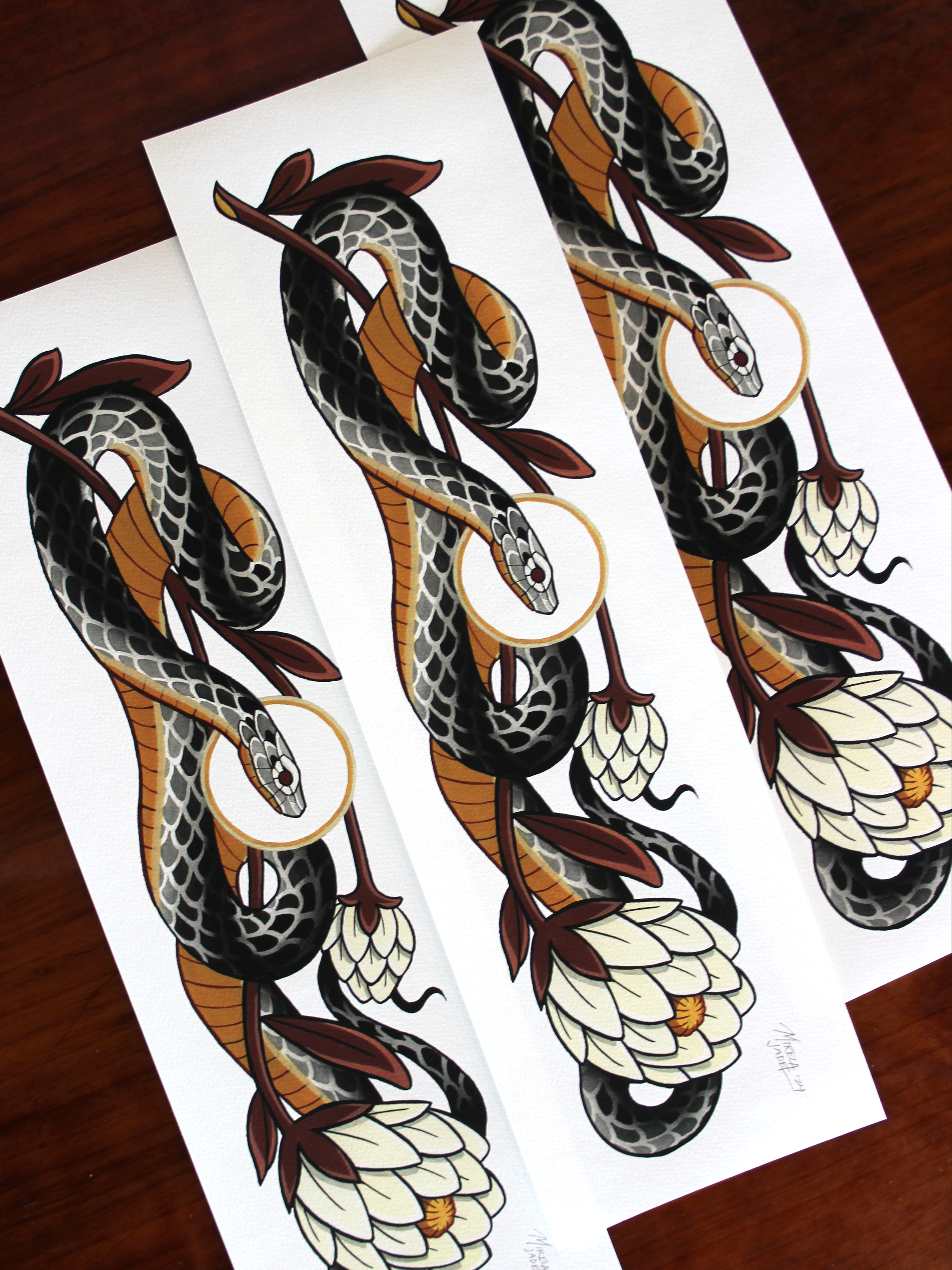 Snake and Protea Print