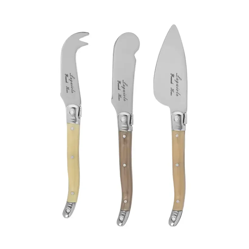 Laguiole 3-Piece Tortoise Shell Cheese Knife Set