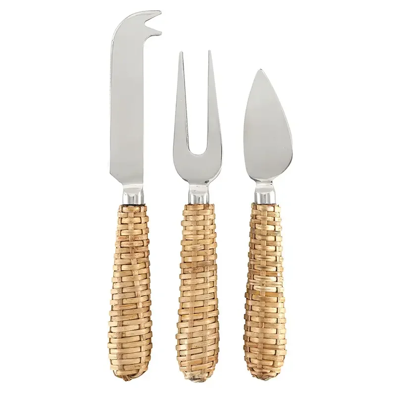 Rattan Cheese Knives - Set of 3