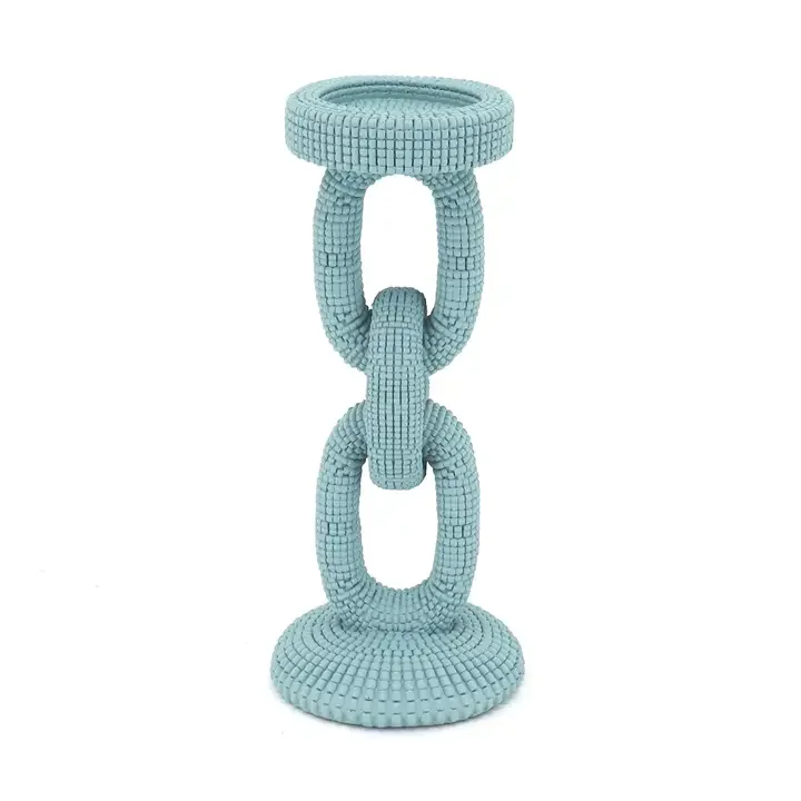 Blue Faux Bead Candle Holder