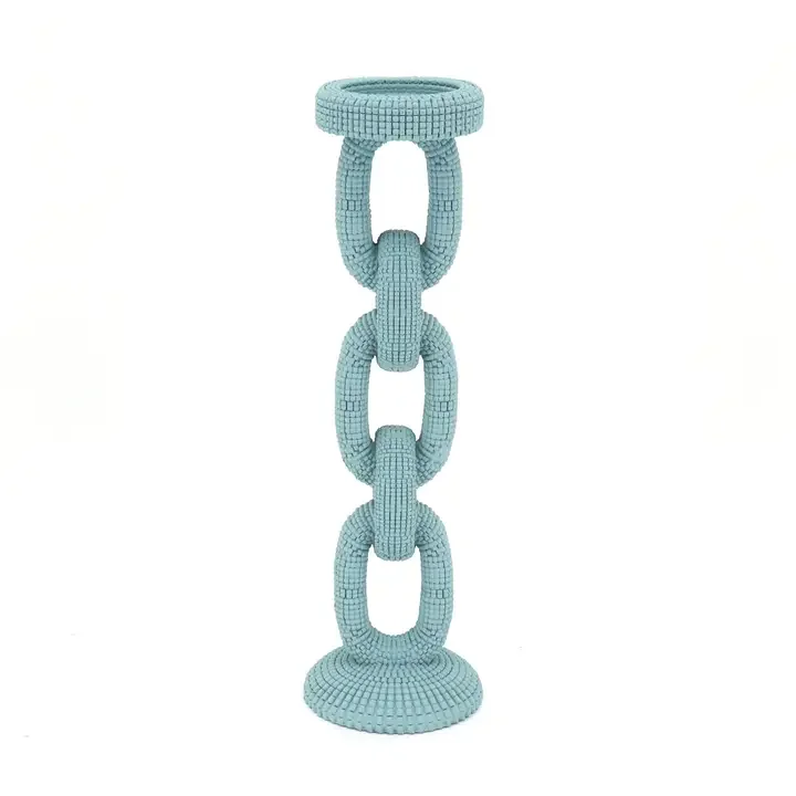 Blue Faux Bead Candle Holder