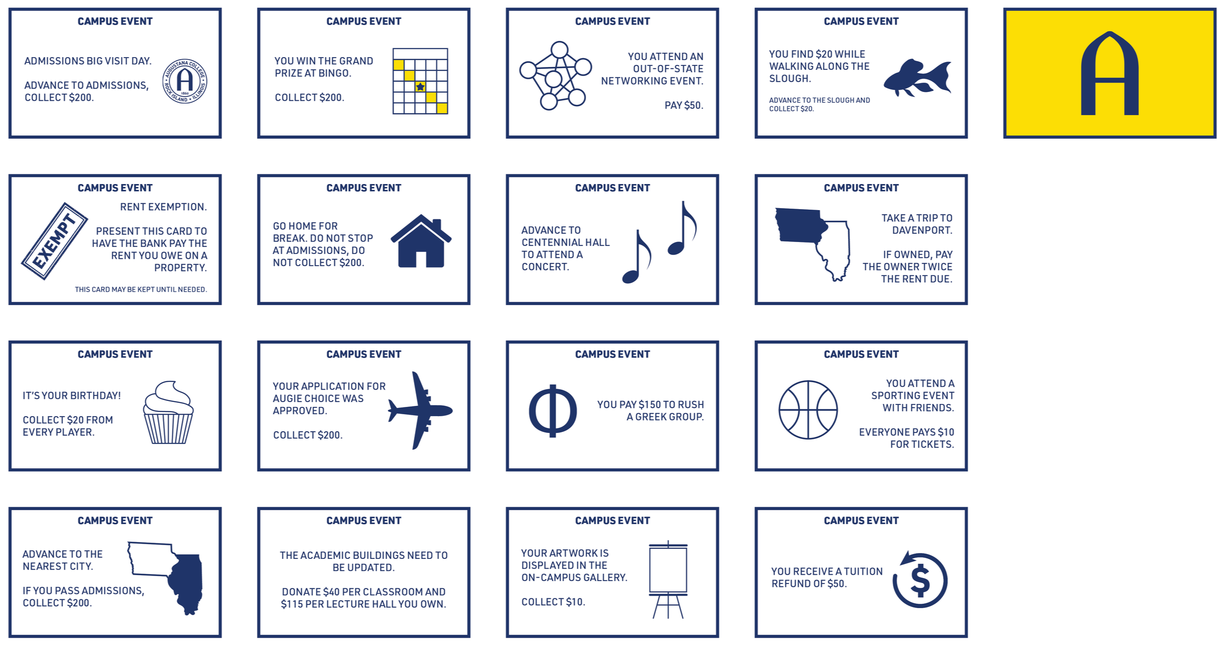 Campus Event (Community Chest) Cards