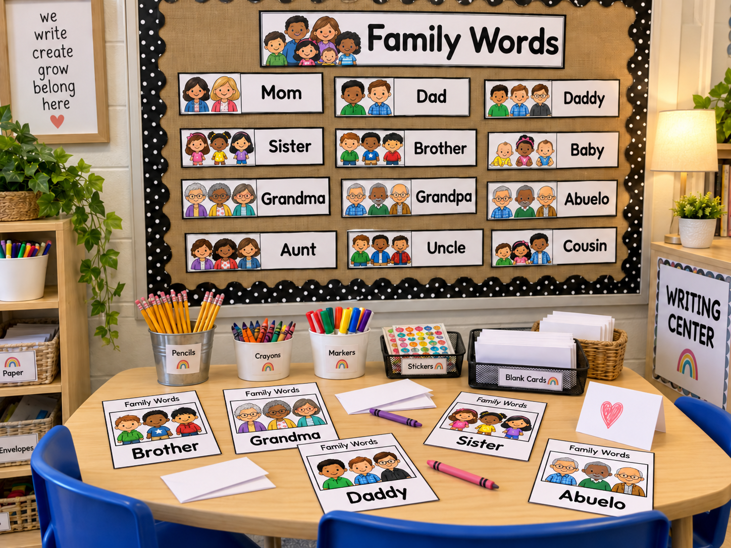 Family Words: Free Printable Word Cards for PreK Writing Centers