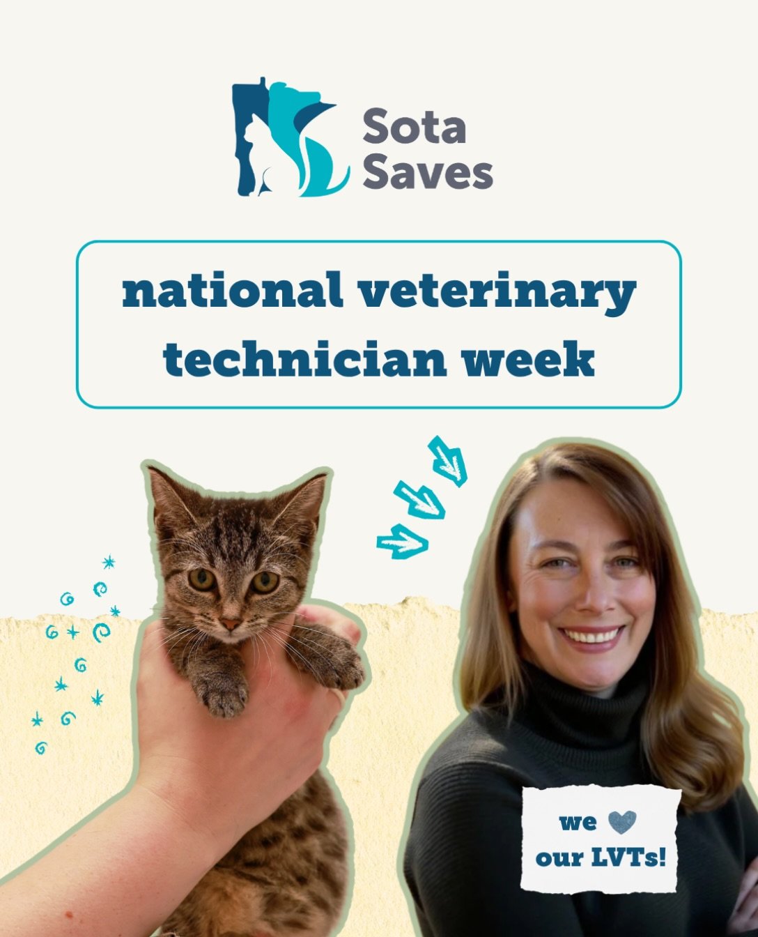 Happy National Veterinary Technician Week! 🐾

At Sota Saves, we would be completely lost without the skill, dedication, and heart of our Licensed Veterinary Technicians. They are the backbone of our rescue, helping keep every animal in our care heal