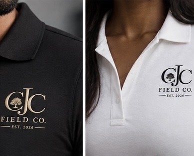 CJC Field Co. Field Goods black and white polo shirts for men and women