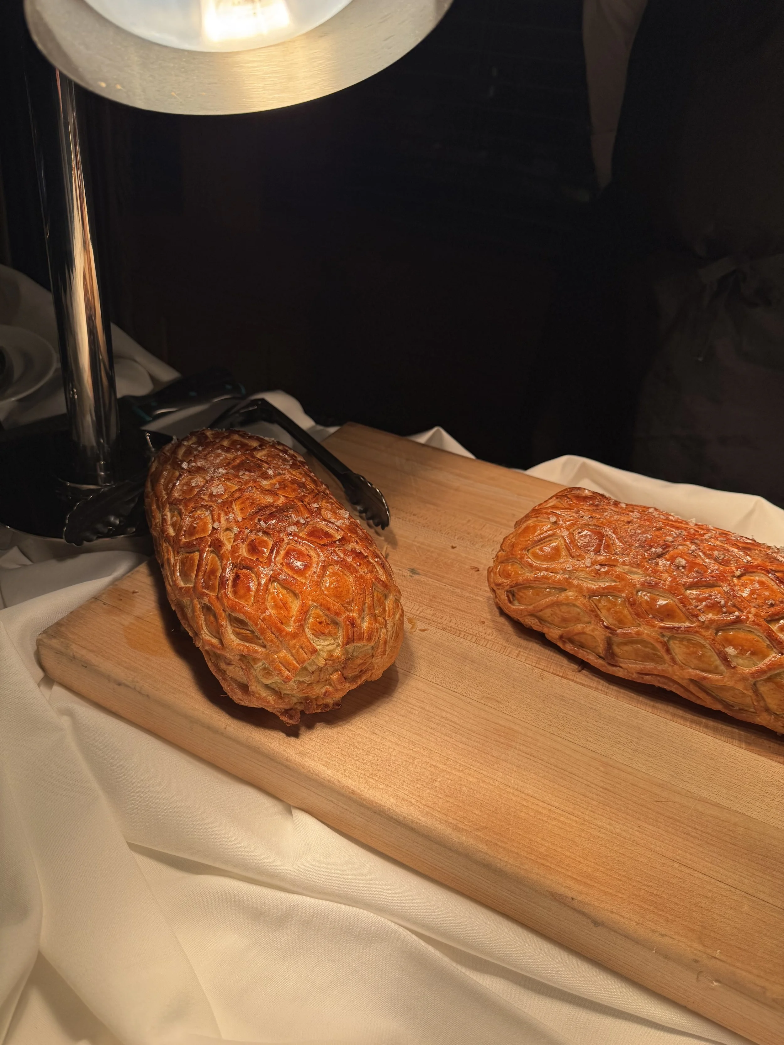 Beef Wellington- Roasted Forrest Mushroom Ragu- Black Cherry and Balsamic Reduction- Cabernet Demi-glace