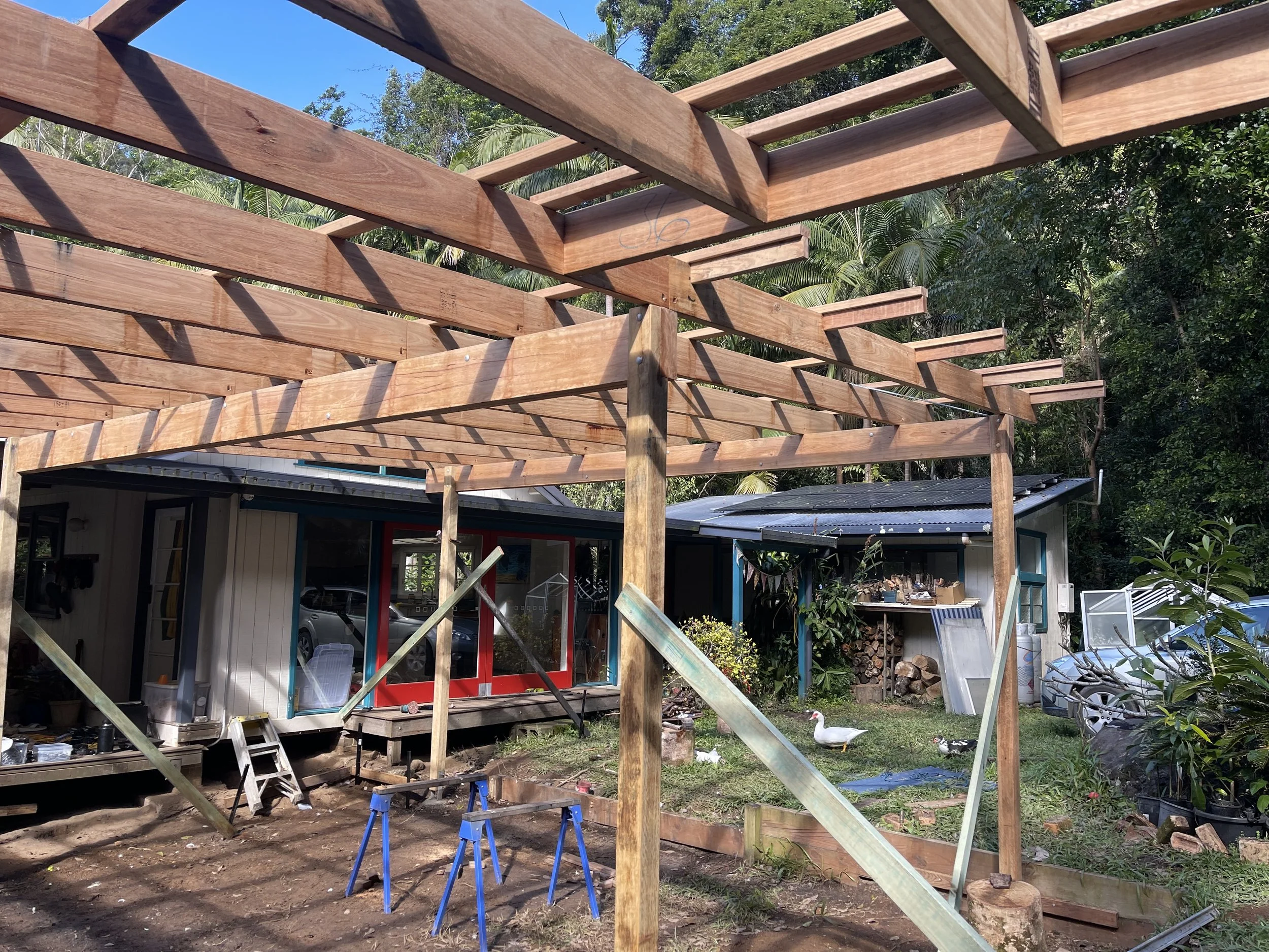 Custom Car Port made from Black Butt - Main Arm