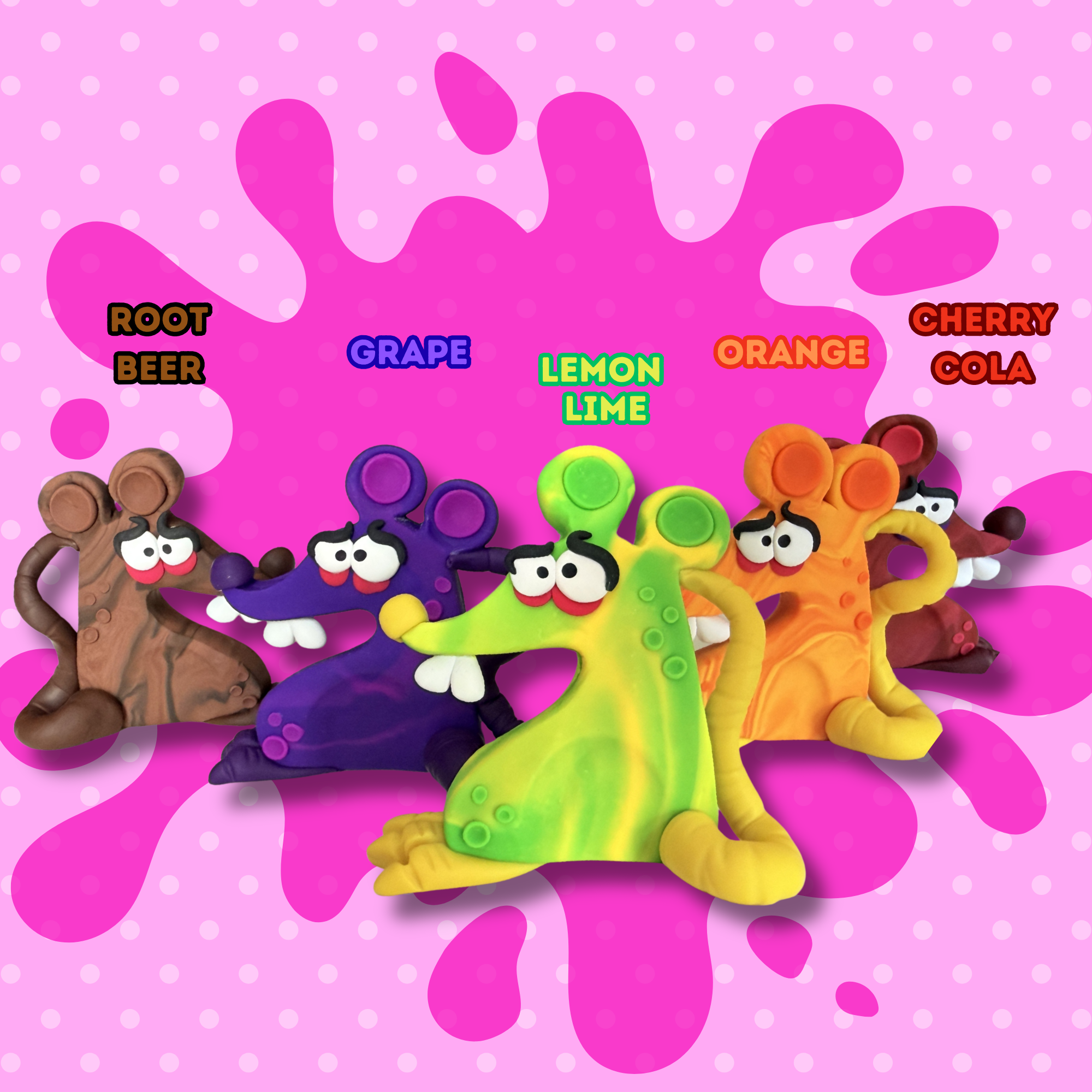 Full line up of Soda Pop Worry Ratty collection, all in different listings.