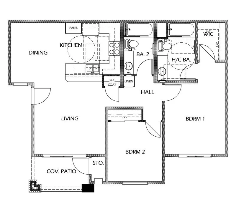 2 Bed 2 Bath Floor Plan B