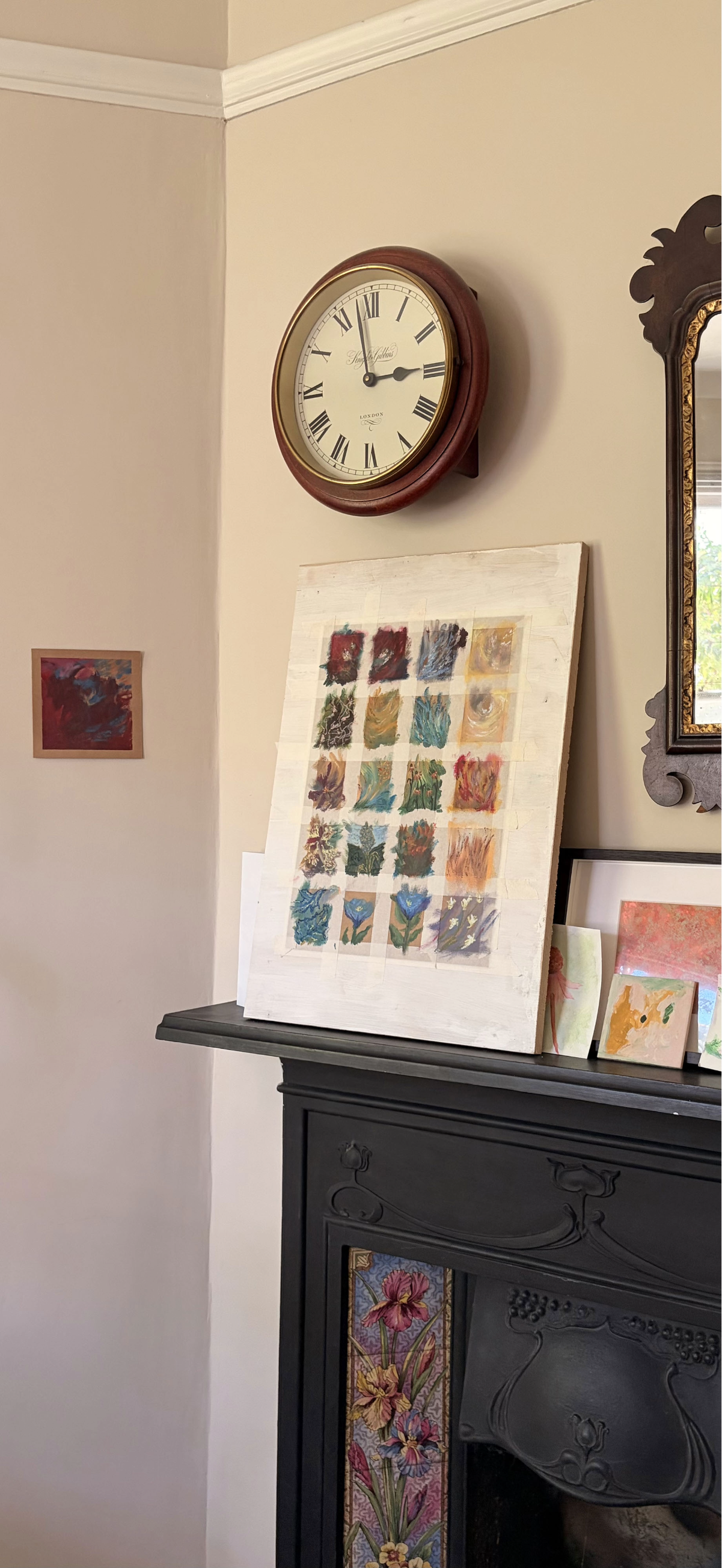 A work in progress series of abstract paintings called Where the Footsteps Planted minis of motherhood and memory in a London home