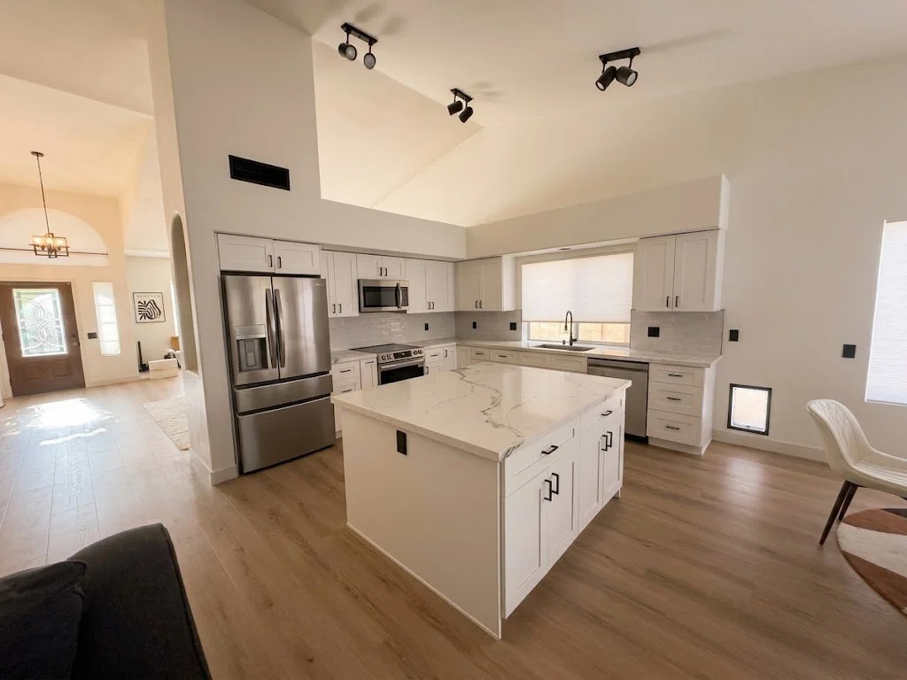 Phoenix Kitchen Remodel: Open-Concept Transformation with Panda White Quartz &amp; Matte Black Accents