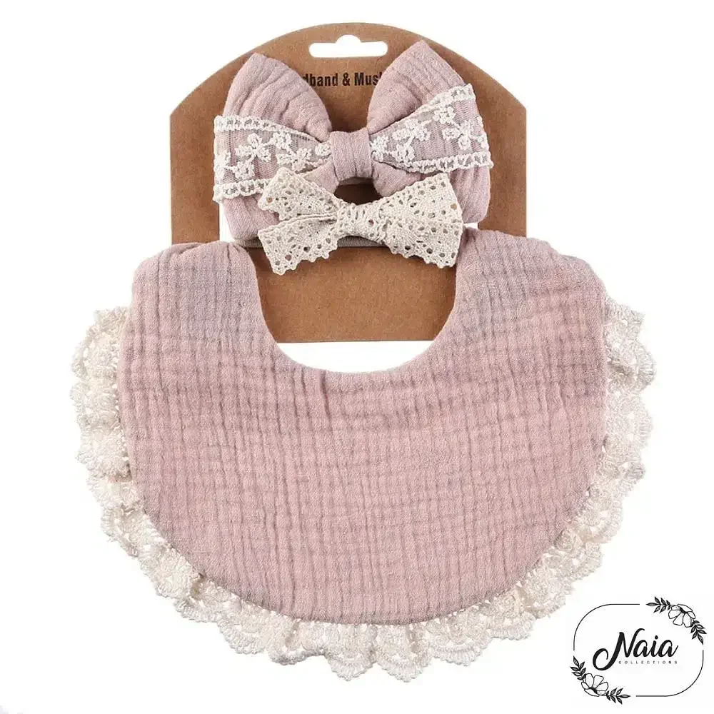Light Pink Baby Headband and Bib set